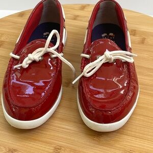 Cole Haan Women's Nantucket Camp Moc Red Patent Leather Boat Shoes Size 10B